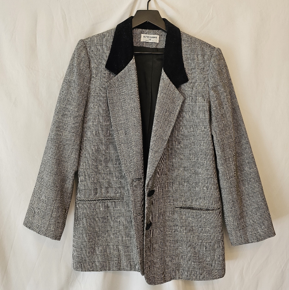 Alfred Dunner Black and Gray Checkered Blazer